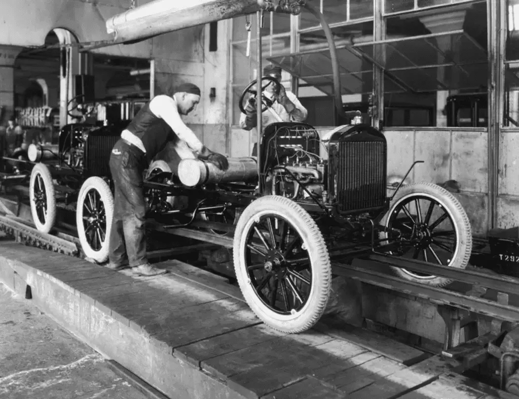 The rolling assembly line enabled mass production, and the masses to buy a car. It made the Model T the most important american car ever made.