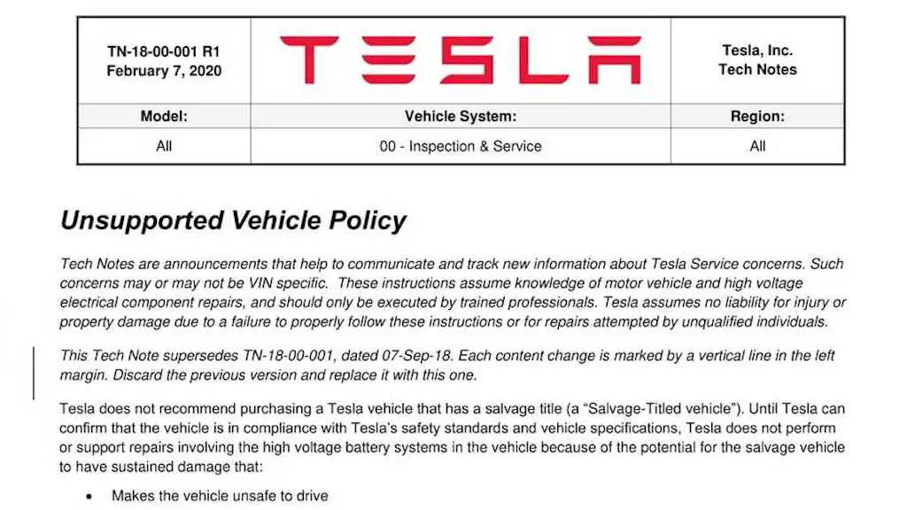 Tesla vehicle policy | Rational Motoring